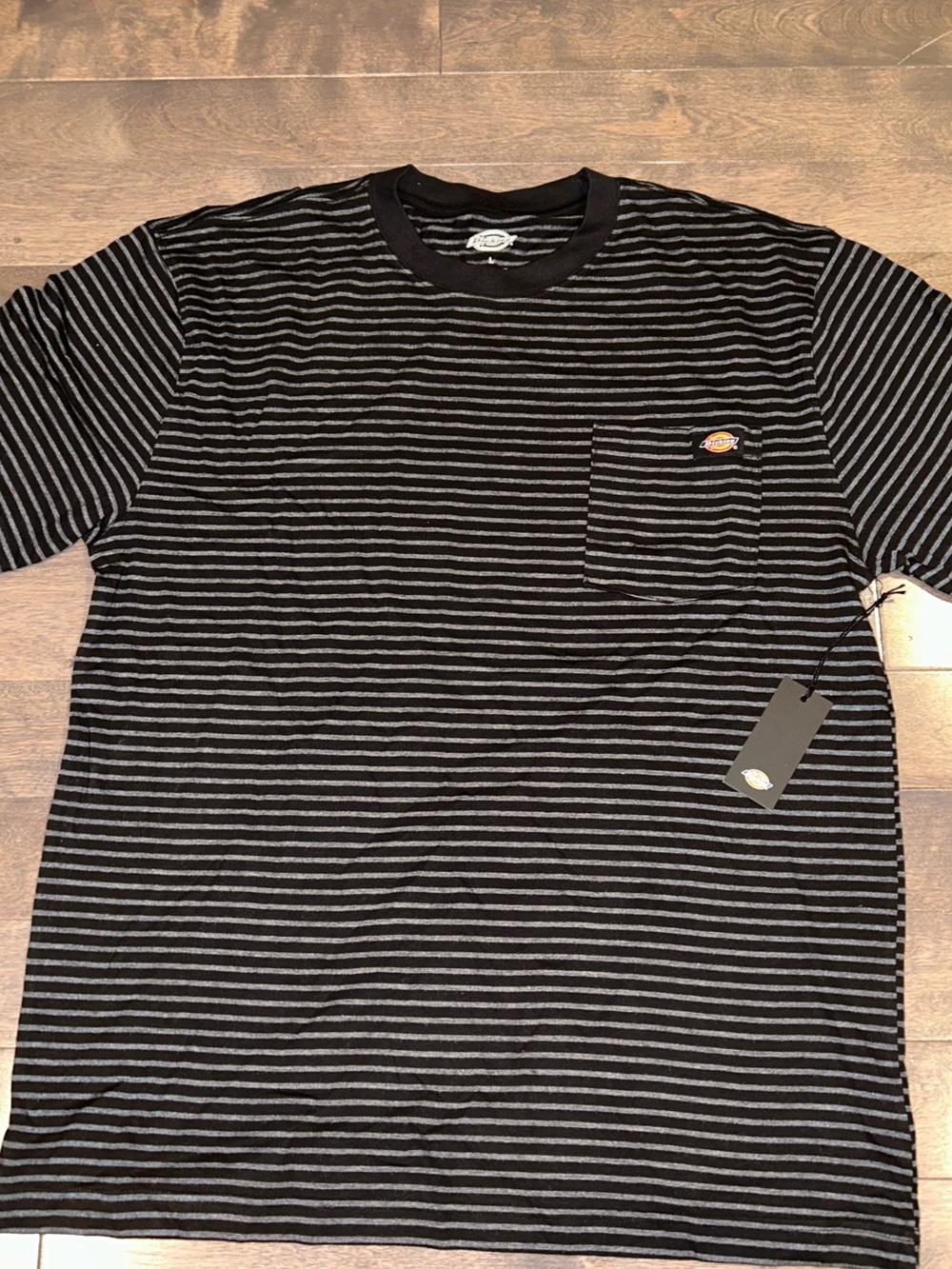 Dickies Black and Gray Striped Pocket Tee